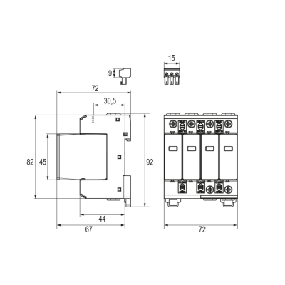 Ogranicznik przepięć 4P T1+T2 12,5kA 275V 4+0 ESPAC V T12 10400120080 ELKO-BIS (10400120080)