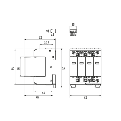Ogranicznik przepięć 4P T2 20kA 275V 4+0 ESPAC V T2 12400200080 ELKO-BIS  (12400200080)