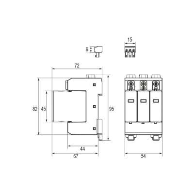 Ogranicznik przepięć PV T2 15kA 1020V DC układ Y ESPPV V T2 22121003080 ELKO-BIS  (22121003080)
