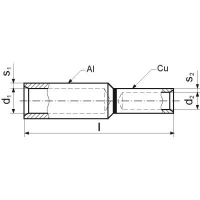 Złączka redukcyjna szczelna Al-Cu aluminium miedź ACL 320-185 ERKO (ACL_300-185/1)