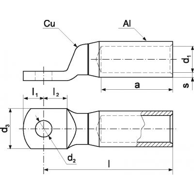 Końcówka oczkowa szczelna Al-Cu aluminium miedź ACK 16-625 ERKO (ACK_16-625/1)