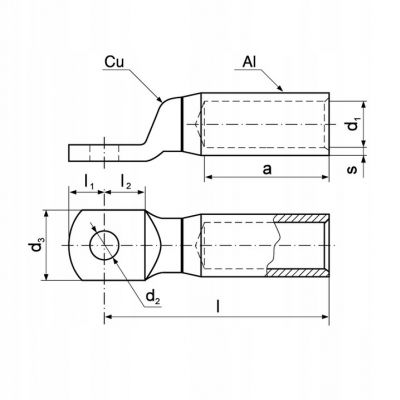 Końcówka oczkowa szczelna Al-Cu aluminium miedź ACK 10-240  ERKO (ACK_10-240/1)