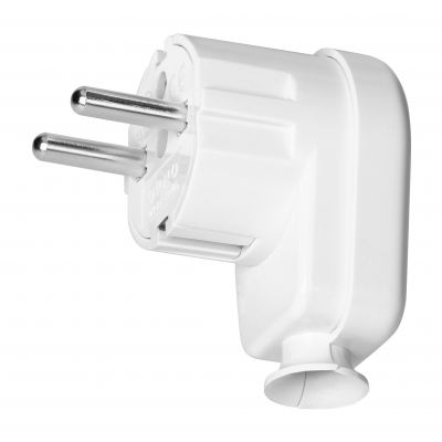 Wtyczka kątowa Uni-Schuko 16A, 230V, biała (OR-AE-13305/W)