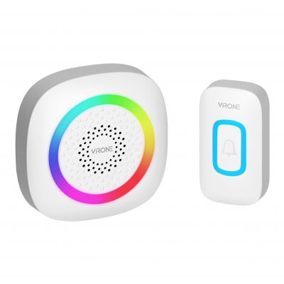 PELA AC, dzwonek bezprzewodowy sieciowy, learning system, 60 dźwięków, LED RGB, 300m, biały (DB-7/W)