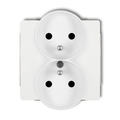 KARLIK DECO Gniazdo podwójne do ramki z uziemieniem 2x(2P+Z) (przesłony torów prądowych) biały mat 25DGPR-2zp (25DGPR-2zp)