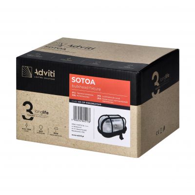 Oprawa oświetleniowa SOTOA E27 max. 15W IP54 klosz szklany osłona plastikowa czarna ORNO (AD-OP-6562BE27SPP)