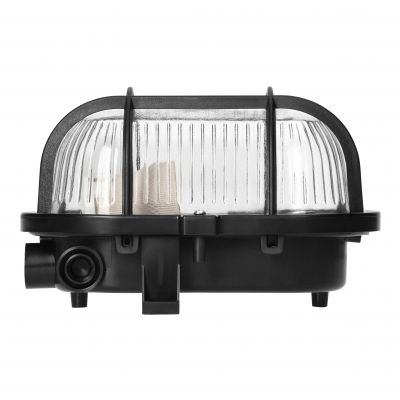 Oprawa oświetleniowa SOTOA E27 max. 15W IP54 klosz szklany osłona plastikowa czarna ORNO (AD-OP-6562BE27SPP)