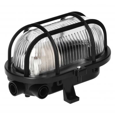 Oprawa oświetleniowa SOTOA E27 max. 15W IP54 klosz szklany osłona plastikowa czarna ORNO (AD-OP-6562BE27SPP)
