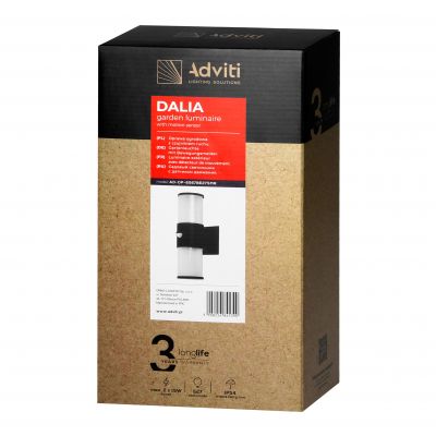 DALIA oprawa ogrodowa z czujnikiem PIR, 2xE27, max. 2x15W, IP54, czarna (AD-OP-6567BE27SMR)