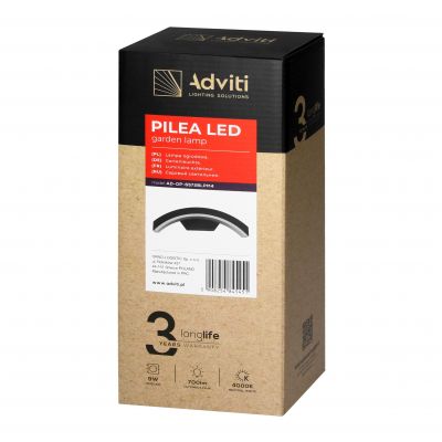 PILEA LED 9W, lampa ogrodowa, 700lm, IP54, 4000K, czarna (AD-OP-6572BLPM4)