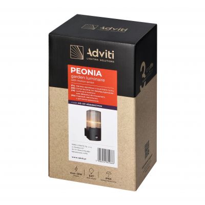 PEONIA oprawa ogrodowa hermetyczna z czujnikiem PIR E27 max. 15W IP54 czarna ORNO (AD-OP-6581BE27PPR)
