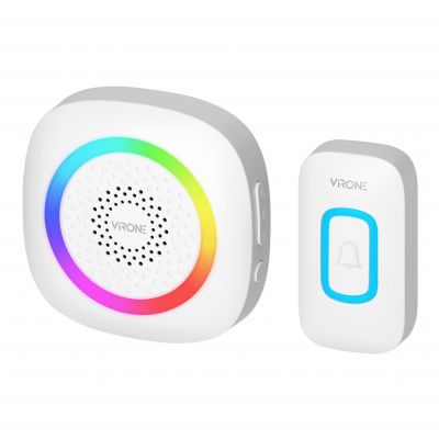 PELA DC dzwonek bezprzewodowy bateryjny learning system 60 dźwięków LED RGB 300m biały ORNO (DB-6/W)