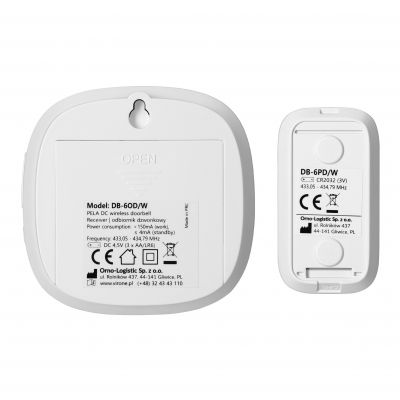 PELA DC dzwonek bezprzewodowy bateryjny learning system 60 dźwięków LED RGB 300m biały ORNO (DB-6/W)
