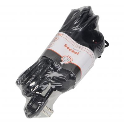 Przedłużacz 3-krotny 2P+Z, 5m H05VV-F 3x1,5mm2, Imax=16A, płaska wtyczka, czarny (ES-4/B/5)