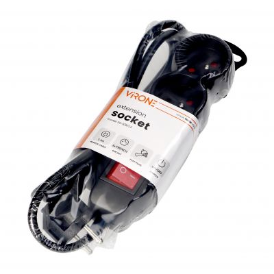Przedłużacz potrójny listwa z wyłącznikiem płaska wtyczka kabel 1,4m 2300 W ORNO (ES-9/B/1,4)