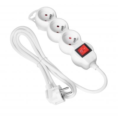 Przedłużacz domowy z włącznikiem 3 gniazda 1,4m biały ES-9/W/1,5 ORNO (ES-9/W/1,4)
