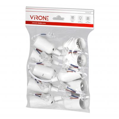 Oprawka remontowa E27, biała, zestaw 10 szt. (LH/E27-30/W/PZ/10)