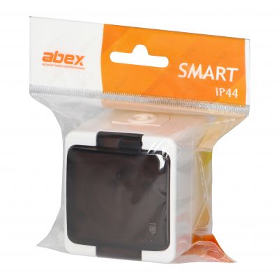 Gniazdo pojedyncze 2P+Z bryzgoodporne z klapką dymną IP44, SMART, biały (NT-16SL BIAŁY)