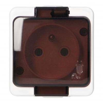 Gniazdo pojedyncze 2P+Z bryzgoodporne z klapką dymną IP44, SMART, biały (NT-16SL BIAŁY)