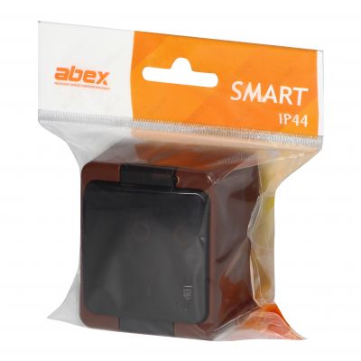 Gniazdo pojedyncze 2P+Z SCHUKO bryzgoodporne z klapką dymną IP44, SMART, brązowy (NT-17SL BRĄZOWY)