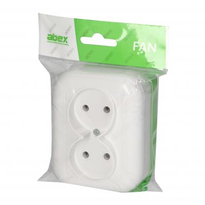 Gniazdo podwójne natynkowe 2x2p 16A, 250V, FAN, biały (NT-5F BIAŁY)