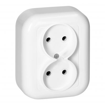 Gniazdo podwójne natynkowe 2x2p 16A, 250V, FAN, biały (NT-5F BIAŁY)