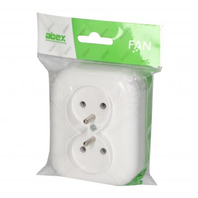 Gniazdo podwójne natynkowe 2x2p+Z 16A, 250V, FAN, biały (NT-6F BIAŁY)