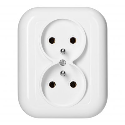 Gniazdo podwójne natynkowe 2x2p+Z 16A, 250V, FAN, biały (NT-6F BIAŁY)