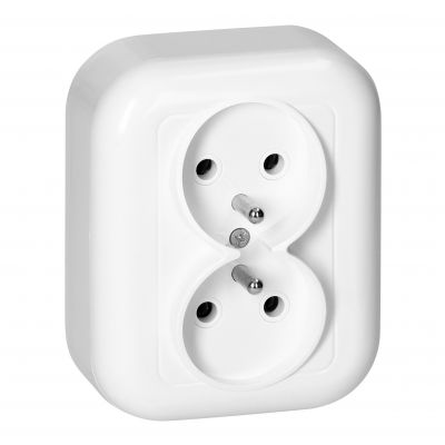 Gniazdo podwójne natynkowe 2x2p+Z 16A, 250V, FAN, biały (NT-6F BIAŁY)