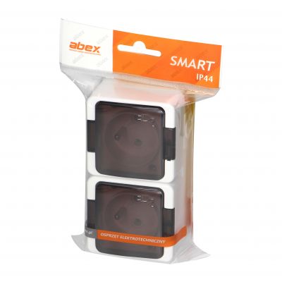 Gniazdo podwójne 2P+Z bryzgoodporne z klapką dymną IP44, SMART, biały (NT-6SL BIAŁY)