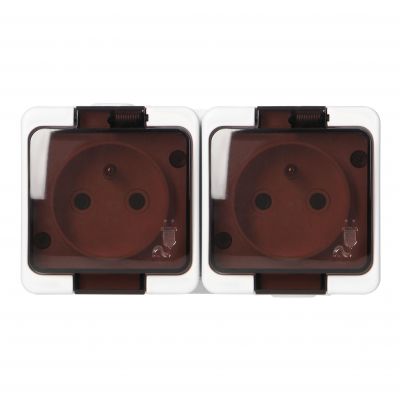 Gniazdo podwójne 2P+Z bryzgoodporne z klapką dymną IP44, SMART, biały (NT-6SL BIAŁY)