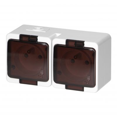 Gniazdo podwójne 2P+Z bryzgoodporne z klapką dymną IP44, SMART, biały (NT-6SL BIAŁY)