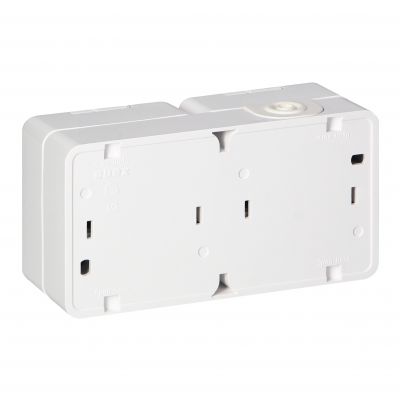 Gniazdo podwójne 2x 2P+Z SCHUKO bryzgoodporne z klapką w kolorze wyrobu IP44, SMART, biały (NT-7S BIAŁY)