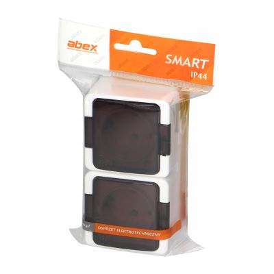Gniazdo podwójne 2x 2P+Z SCHUKO bryzgoodporne z klapką dymną IP44, SMART, biały (NT-7SL BIAŁY)
