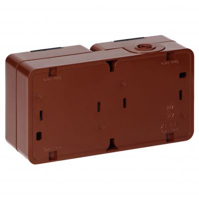 Gniazdo podwójne 2x 2P+Z SCHUKO bryzgoodporne z klapką dymną IP44, SMART, brązowy (NT-7SL BRĄZOWY)