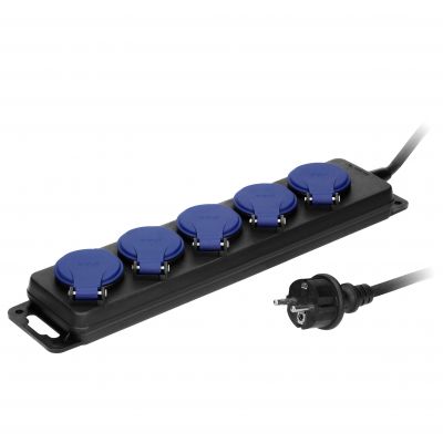 Przedłużacz warsztatowy bryzgoszczelny IP44, 5 gniazda 2P+Z IP44, przewód gumowy, H05RR-F 3x1,5mm2, (OR-AE-13297/5M)