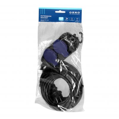 Przedłużacz warsztatowy gumowy z hakiem 4 gniazda z klapką IP44 kabel 10m ORNO (OR-AE-13299/10M)