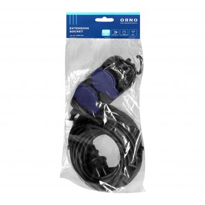 Przedłużacz warsztatowy bryzgoszczelny IP44, 4 gniazda (2+2) 2P+Z, IP44, przewód gumowy, H05RR-F 3x1 (OR-AE-13299/5M)