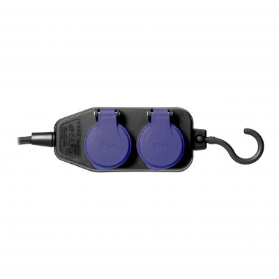 Przedłużacz warsztatowy bryzgoszczelny IP44, 4 gniazda (2+2) 2P+Z, IP44, przewód gumowy, H05RR-F 3x1 (OR-AE-13299/5M)