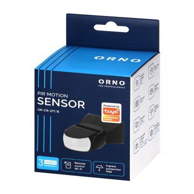 Czujnik ruchu 360°/180° 2 sensory IP65 1200W czarny TUYA Smart Wi-Fi ORNO (OR-CR-277/B)