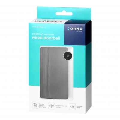 STRATIS AC, dzwonek przewodowy elektromechaniczny dwutonowy, 230V, biało-grafitowy (OR-DP-MR-176/W-GR)
