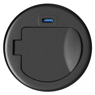 Gniazdo meblowe O6cm wpuszczane w blat z pokrywką, ładowarką USB i przewodem 1,9m, 1x2P+Z (Schuko), (OR-GM-9040(GS)/B)
