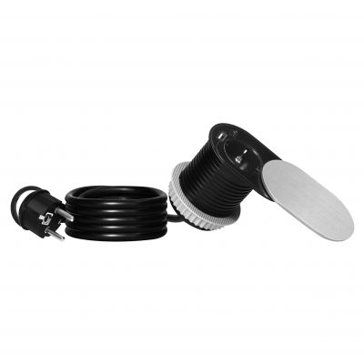 Gniazdo meblowe O6cm, wpuszczane w blat z przesuwną pokrywką, ładowarką USB i przewodem 1,9m, 1x2P+Z (OR-GM-9042(GS)/G)
