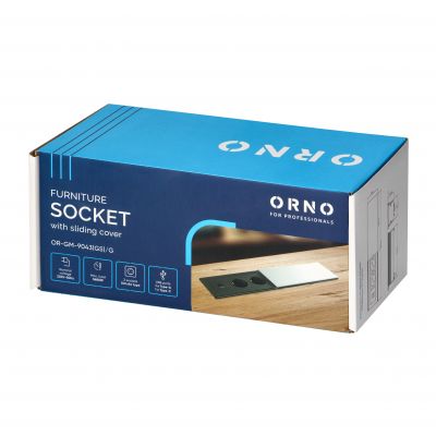Gniazdo meblowe z przesuwną klapką i przewodem 1,8m, 2x2P+Z (Schuko), 2xUSB (typ A+C; 4,2A), srebrne (OR-GM-9043(GS)/G)
