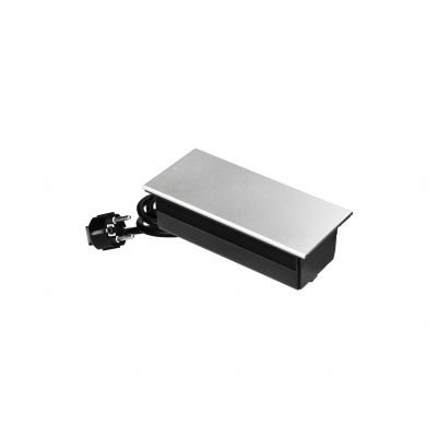 Gniazdo meblowe z przesuwną klapką i przewodem 1,8m, 2x2P+Z (Schuko), 2xUSB (typ A+C; 4,2A), srebrne (OR-GM-9043(GS)/G)