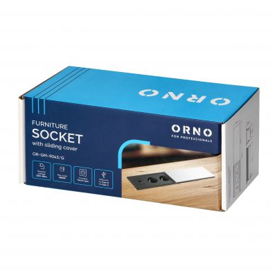 Gniazdo wpuszczone w blat przesuwana pokrywa 2 gniazda USB C + USB srebrne 1,8m ORNO (OR-GM-9043/G)