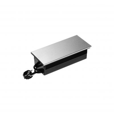 Gniazdo wpuszczone w blat przesuwana pokrywa 2 gniazda USB C + USB srebrne 1,8m ORNO (OR-GM-9043/G)