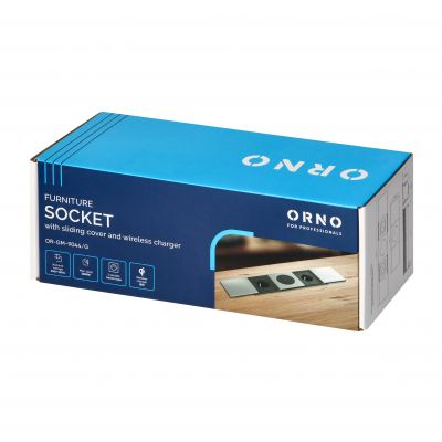 Gniazdo meblowe z przesuwną klapką i przewodem 1,8m, 2x2P+Z (French), ładowarka bezprzewodowa 15W, s (OR-GM-9044/G)