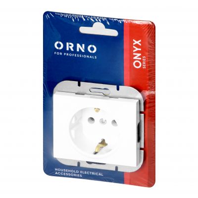 Gniazdo pojedyncze podtynkowe 2P+Z Schuko Onyx, 16A, 250V, PT-17O, biały (OR-OE-7505(GS)/W)