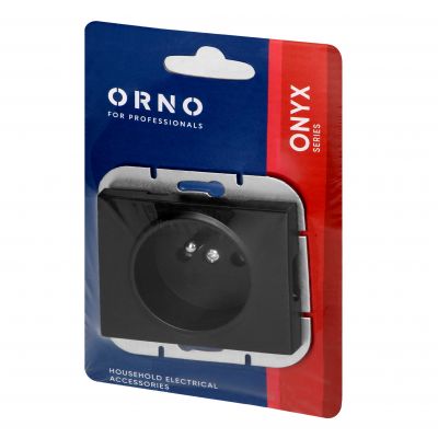 Gniazdo pojedyncze podtynkowe 2P+Z Onyx, 16A, 250V, PT-16O, czarny (OR-OE-7505/B)